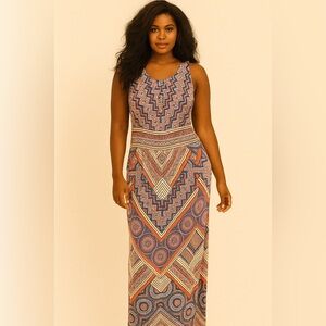 London Times Womens size 12 Dress Sleeveless Maxi Great Print Long Easy Colorful